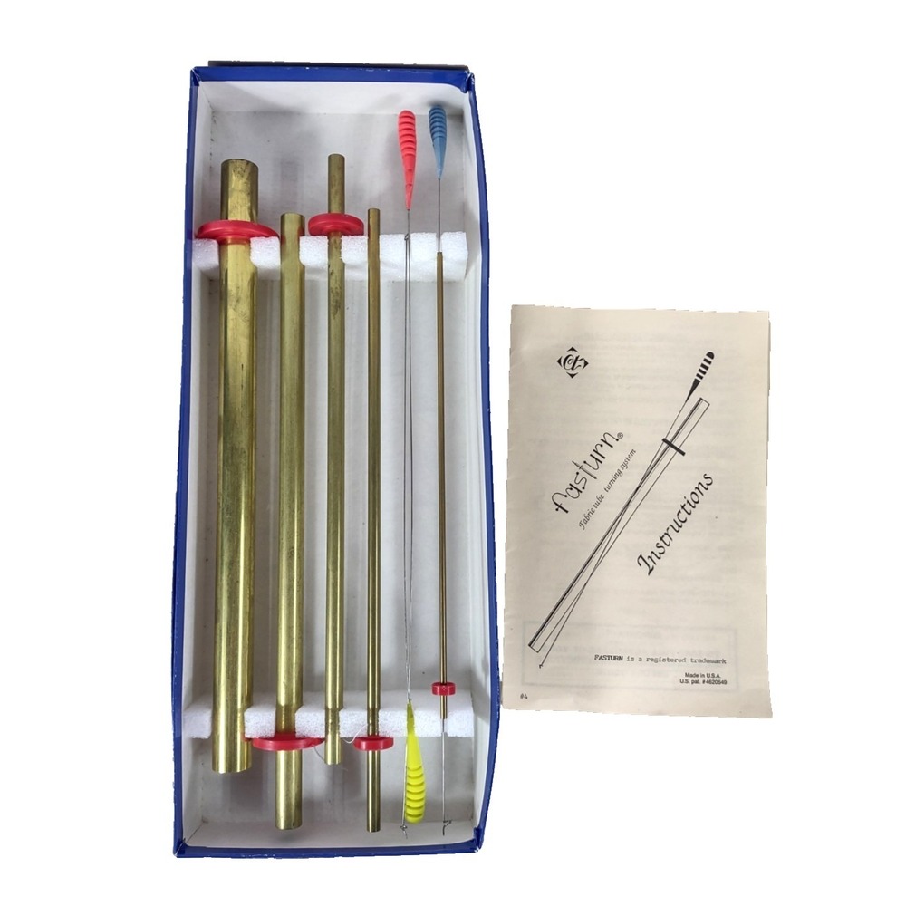 Vtg FASTURN Fabric Tube Turning System Tubes & Instructions Original Box